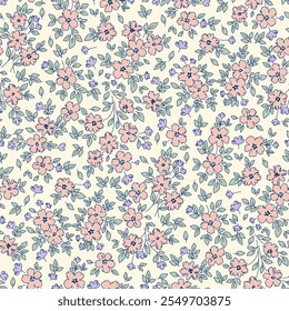 Patrón de flores, Ditsy patrón floral sin fisuras. Pequeño fondo de flores. Repita el patrón. Impresión sucia. Estilo Liberty. Diseño de la superficie. Sucio floral para la moda, textura, tela, envoltura, decoración