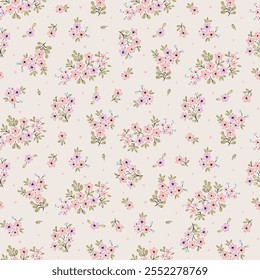 Flower pattern, ditsy floral seamless pattern. Small little flower background. Cute repeat pattern. Ditsy print, Small flower surface design. Ditsy floral for fashion, texture, fabric, wrapping, decor