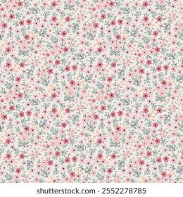 Flower pattern, ditsy floral seamless pattern. Small little flower background. Cute repeat pattern. Ditsy print, Small flower surface design. Ditsy floral for fashion, texture, fabric, wrapping, decor