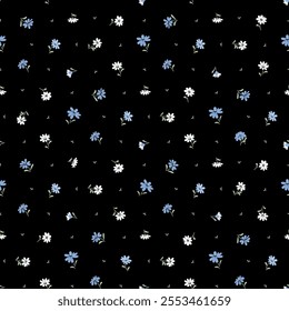 Flower pattern, ditsy floral seamless pattern. Small little flower background. Flower Repeat pattern. Ditsy print. Liberty style. Botanic surface design. Ditsy floral for fashion, fabric, wrap, decor