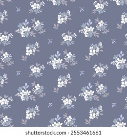 Flower pattern, ditsy floral seamless pattern. Small little flower background. Flower Repeat pattern. Ditsy print. Liberty style. Botanic surface design. Ditsy floral for fashion, fabric, wrap, decor