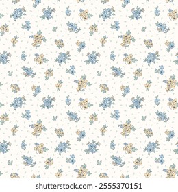 Flower pattern, ditsy floral seamless pattern, small little cute flower background. Flower repeat pattern. Ditsy print,  surface design. Ditsy floral for fashion, texture, fabric, wrapping, decor