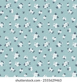 Flower pattern, ditsy floral seamless pattern, sweet small little cute flower background. Flower repeat pattern,  Ditsy print, surface design. Ditsy floral for fashion, texture, fabric, wrap, decor