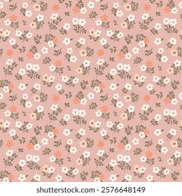 Flower pattern. Ditsy floral seamless pattern. Small little flower background. Repeat pattern. Ditsy print. Botanic surface design. Ditsy floral flower pattern for fashion, fabric, wrapping, decor