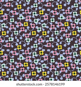Flower pattern, Ditsy floral seamless pattern. Small little flower background. Repeat pattern. Ditsy print. Liberty style. Surface design. Ditsy floral for fashion, texture, fabric, wrapping, decor