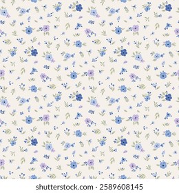 Flower pattern. Ditsy floral seamless pattern. Small little flower background. Repeat pattern. Ditsy print. Botanic surface design. Ditsy floral flower pattern for fashion, fabric, wrapping, decor