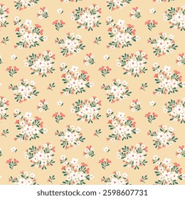 Flower pattern. Ditsy floral seamless pattern. Small little flower background. Repeat pattern. Ditsy print. Botanic surface design. Ditsy floral flower pattern for fashion, fabric, wrapping, decor