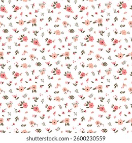 Flower pattern. Ditsy floral seamless pattern. Small little flower background. Repeat pattern. Ditsy print. Botanic surface design. Ditsy floral flower pattern for fashion, fabric, wrapping, decor