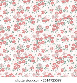 Flower pattern. Ditsy floral seamless pattern. Small little flower background. Repeat pattern. Ditsy print. Botanic surface design. Ditsy floral flower pattern for fashion, fabric, wrapping, decor