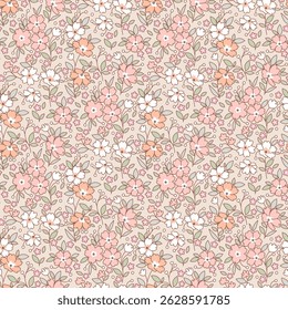 Padrão de flores, padrão floral sem emenda. Pequena flor no fundo claro. Repita o padrão. Impressão de Ditsy. Projeto da superfície botânica. Ditsy floral padrão de flor para moda, tecido, embalagem