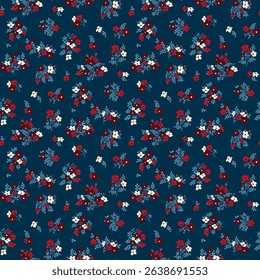 Flower pattern, ditsy floral seamless pattern. Small little flower background. Repeat pattern. Ditsy print. Botanic surface design. Hand draw ditsy floral flower pattern for fashion, fabric