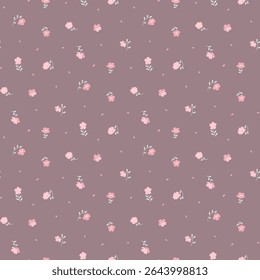 Patrón de flores. Sucio patrón floral sin fisuras. Pequeño fondo de flores. Repita el patrón. Impresión sucia. Diseño de la superficie botánica. Patrón floral sucio de la flor para la moda, tela, envoltura, decoración