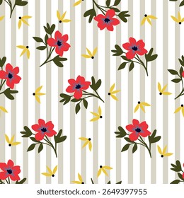 Flower pattern, ditsy flower, ditsy floral seamless pattern, small flower in light background, tiny floral print, cute, print, liberty style, repeat pattern design for fashion, fabric, wrapping, decor