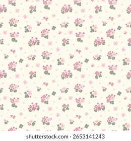 Flower pattern. Ditsy floral seamless pattern. Small little flower background. Repeat pattern. Ditsy print. Botanic surface design. Ditsy floral flower pattern for fashion, fabric, wrapping, decor
