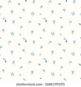 Patrón de flores. Sucio patrón floral sin fisuras. Pequeño fondo de flores. Repita el patrón. Impresión sucia. Diseño de la superficie botánica. Patrón floral sucio de la flor para la moda, tela, envoltura, decoración