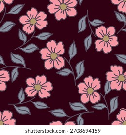 Patrón de flores, sucio patrón floral sin fisuras. Pequeño fondo de flores. Repita el patrón. Impresión sucia. Diseño de la superficie botánica. Patrón floral sucio de la flor para la moda, tela, envoltura, decoración
