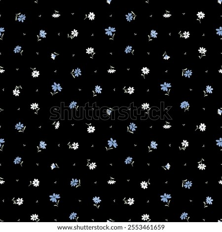 Flower pattern, ditsy floral seamless pattern. Small little flower background. Flower Repeat pattern. Ditsy print. Liberty style. Botanic surface design. Ditsy floral for fashion, fabric, wrap, decor