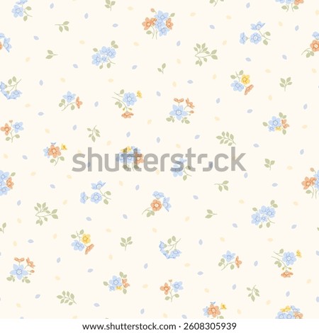 Flower pattern, ditsy flower, ditsy floral seamless pattern, small flower in light background, tiny floral print, cute, print, liberty style, repeat pattern design for fashion, fabric, wrapping, decor