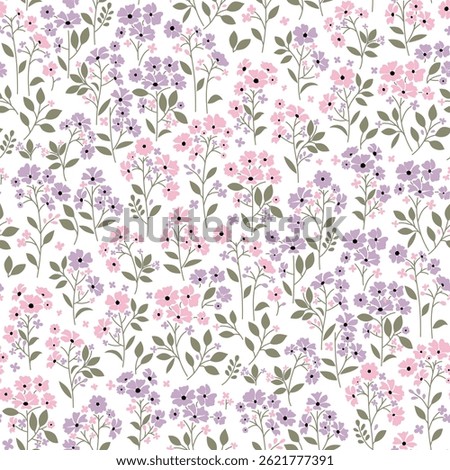 Flower pattern. Ditsy floral seamless pattern. Small little flower background. Repeat pattern. Ditsy print. Botanic surface design. Hand draw floral flower pattern for fashion, fabric, wrapping, decor