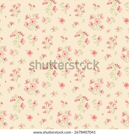 Flower pattern. Ditsy floral seamless pattern. Small little flower background. Repeat pattern. Ditsy print. Botanic surface design. Ditsy floral flower pattern for fashion, fabric, wrapping, decor