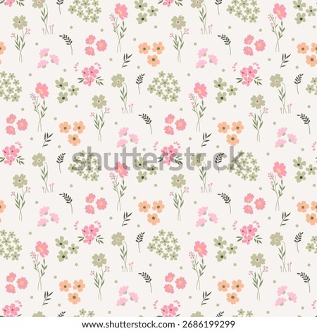 Flower pattern. Ditsy floral seamless pattern. Small little flower background. Repeat pattern. Ditsy print. Botanic surface design. Ditsy floral flower pattern for fashion, fabric, wrapping, decor