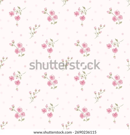 Flower pattern, ditsy floral seamless pattern. Hand drawn flower background. Small repeat pattern. Ditsy print. Cute botanic design. Ditsy floral flower pattern for fashion, fabric, textile, wallpaper