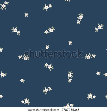 Flower pattern, ditsy floral seamless pattern, small flower cute flower background Navy. Flower repeat pattern, Ditsy print, surface design. Ditsy floral for fashion, texture, fabric,