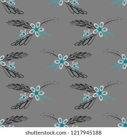 Flower pattern drawing background. Trendy baby fashion for kids, children, and teenager hand drawn textile print.