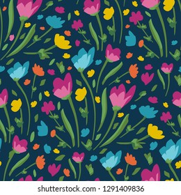 Flower Pattern. Endless Background. Seamless