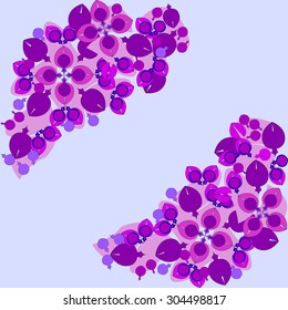 Flower pattern. Floral bouquet. Ornamental round lace pattern, pattern with many details, Colorful pattern of the card. Purple floral pattern