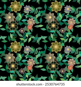 Padrão de flores, design floral, padrão ornamental, textura sem costura, silhueta de folha, design de fundo, formas vetoriais, padrão floral sem costura, buquê de flores, plano de fundo de folhas