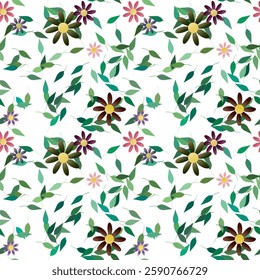 Flower pattern, floral seamless pattern, flower background, vector pattern, vector background, leafs pattern, vector shapes, leaf isolated, seamless vector, seamless background