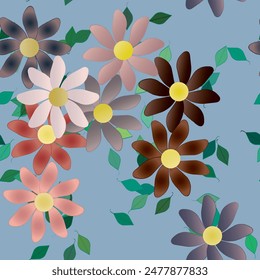 Patrón de flores, patrón floral sin fisuras, fondos y texturas, Fondo de pantalla sin fisuras, Vectores de flores, fondo de hojas, patrón de pétalos, fondos de la naturaleza, Vector de adorno