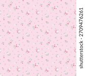Flower pattern, floral seamless pattern, cottagecore ditsy tile print, gentle meadow flower on pink background. Small hand draw flower, sweet tone style design for fashion, texture, fabric, wallpaper