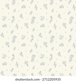 Padrão de flor, padrão floral sem emenda, impressão floral ditsy cottagecore, flor vintage suave no fundo claro. Flor de prado pequeno, design de estilo de tom de luz para moda, textura, tecido, papel de parede