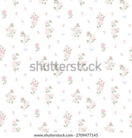 Flower pattern, floral seamless pattern, cottagecore ditsy tile print, gentle meadow flower on light background. Small hand draw flower, sweet tone style design for fashion, texture, fabric, wallpaper