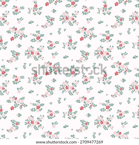 Flower pattern, floral seamless pattern, cottagecore ditsy print, gentle meadow flower on light background. Small hand drawn flower, light tone style design for fashion, texture, fabric, wallpaper