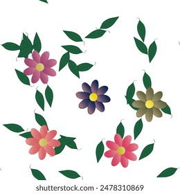 Patrón de flores, Vector floral, textura de la hoja, Vector de patrón sin costuras, ramo de flores, diseño de patrón, Vector abstracto, flores de primavera, Vectores de flores, forma de hoja, patrón de fondo