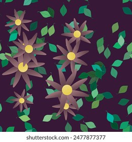 Patrón de flores, Vector floral, hojas aisladas, flores de primavera, fondo sin costuras, patrón de ornamento, Fondo de pantalla sin costuras, fondos de la naturaleza, textura de fondo, forma de hoja, fondo de pétalos