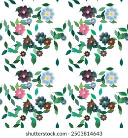 Flower pattern, flowers bouquet, floral background, leafs isolated, leafs background, seamless floral pattern, floral vector, seamless texture, flowers isolated, vector background