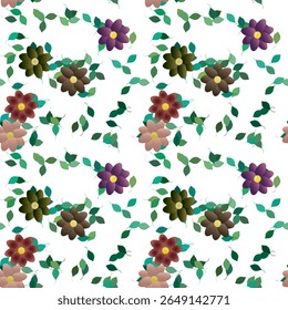 Flower pattern, flowers isolated, vector design, leafs isolated, petals background, vector art, petals pattern, flowers watercolor, seamless texture, ornament vector, leaf background