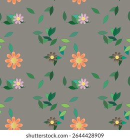 Padrão de flores, vetor de flores, flores primavera, folhas isoladas, padrão floral sem costura, silhueta de folha, padrão de vetor, textura de fundo, padrão ornamental, forma de folha, plano de fundo de folhas