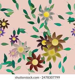 Patrón de flores, acuarela de flores, textura de fondo, hojas aisladas, flores de Vector, Vector de adorno, Vector de patrón sin costuras, patrón ornamental, fondo de hojas, Vector de fondo