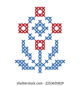 Flower pattern folk art scheme Cross stitch