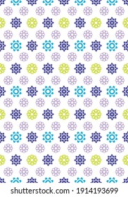 
Flower pattern in green, purple, violet and blue