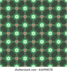 Flower pattern with green and red plant