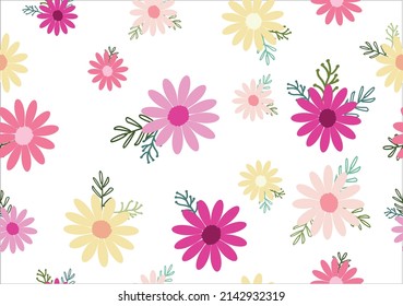 flower pattern hand drawn design vector