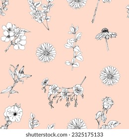 Flower pattern. Hand drawn picture 