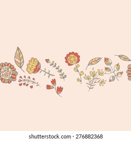 Flower pattern hand-drawn cute doodle. Seamless texture with flowers. Endless floral pattern. Can be used for wallpaper, pattern, backdrop, surface textures. Full color seamless floral background