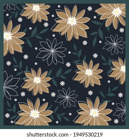 flower pattern for hijab design on blue background